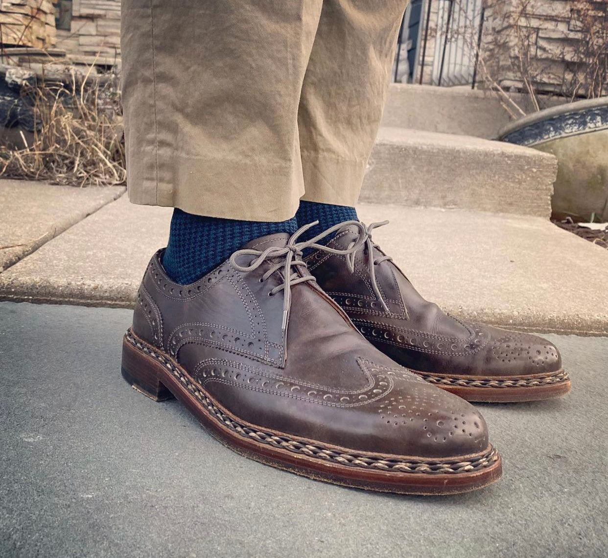 Heinrich Dinkelacker Brown Wingtip Semi Brogue Derby Shoe